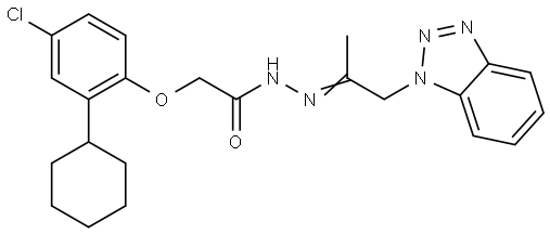 N'-[(E)-2-(1H-1,2,3-BENZOTRIAZOL-1-YL)-1-METHYLETHYLIDENE]-2-(4-CHLORO-2-CYCLOHEXYLPHENOXY)ACETOHYDRAZIDE Structure