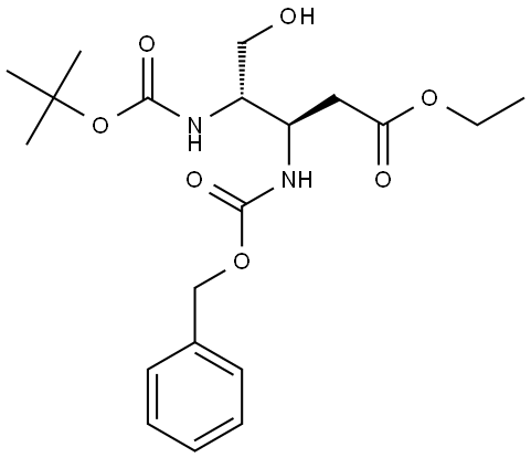 Pentanoic acid, 4-[[(1,1-dimethylethoxy)carbonyl]amino]-5-hydroxy-3-[[(phenylmethoxy)carbonyl]amino]-, ethyl ester, (3R,4S)- Structure