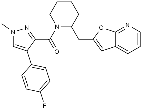 Methanone, [4-(4-fluorophenyl)-1-methyl-1H-pyrazol-3-yl][2-(furo[2,3-b]pyridin-2-ylmethyl)-1-piperidinyl]- Structure