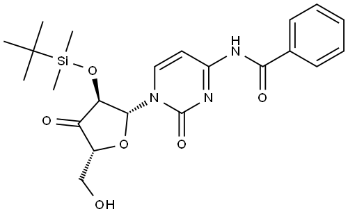 Cytidine, N-benzoyl-3'-deoxy-2'-O-[(1,1-dimethylethyl)dimethylsilyl]-3'-oxo- (9CI) Structure