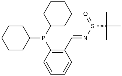 (R,E)-N-(2-(dicyclohexylphosphaneyl)benzylidene)-2-methylpropane-2-sulfinamide Structure