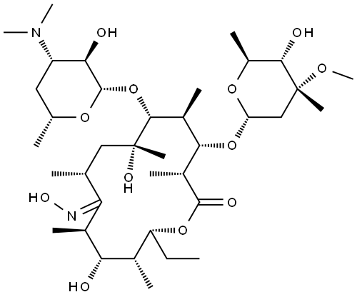 Erythromycin, 12-deoxy-, 9-oxime, (9E)- (9CI) Structure