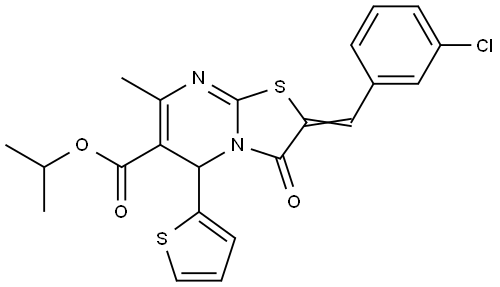 ISOPROPYL (2E)-2-(3-CHLOROBENZYLIDENE)-7-METHYL-3-OXO-5-(2-THIENYL)-2,3-DIHYDRO-5H-[1,3]THIAZOLO[3,2-A]PYRIMIDINE-6-CARBOXYLATE Structure