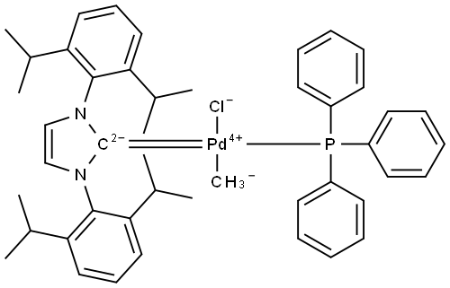 Palladium,[1,3-bis[2,6-bis(1-methylethyl)phenyl]-1,3-dihydro-2H-imidazol-2-ylidene]chloromethyl(triphenylphosphine)-, (SP-4-4)- (9CI, ACI) Structure