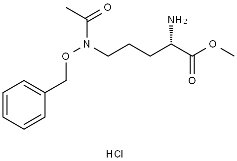 L-Ornithine, N5-acetyl-N5-(phenylmethoxy)-, methyl ester, monohydrochloride Structure