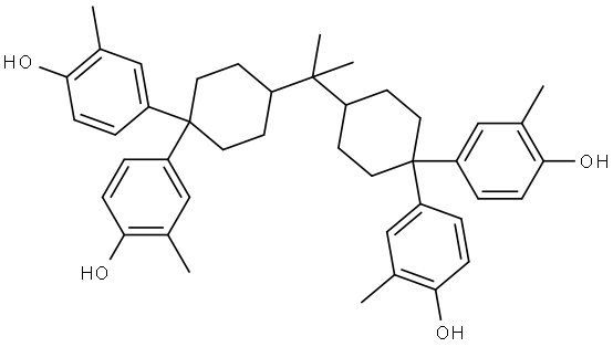 Phenol, 4,4',4'',4'''-[(1-methylethylidene)di-4-cyclohexanyl-1-ylidene]tetrakis[2-methyl- Structure