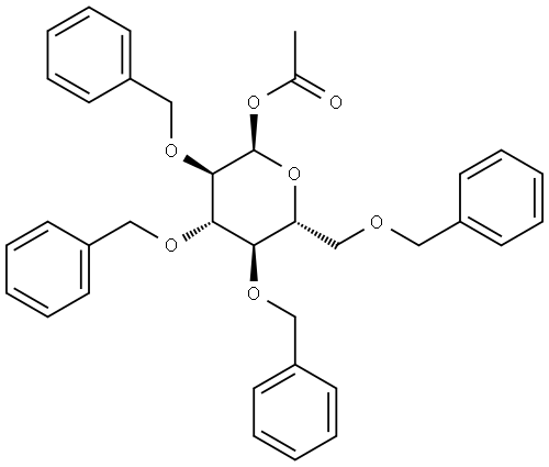 α-D-Glucopyranose, 2,3,4,6-tetrakis-O-(phenylmethyl)-, 6-acetate Structure