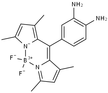 Boron, [4-[(3,5-dimethyl-1H-pyrrol-2-yl-N)(3,5-dimethyl-2H-pyrrol-2-ylidene-N)methyl]-1,2-benzenediaminato]difluoro-, (T-4)- Structure