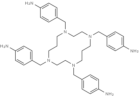 4,4',4'',4'''-((1,4,8,11-tetraazacyclotetradecane-1,4,8,11-tetrayl)tetrakis(methylene))tetraaniline Structure