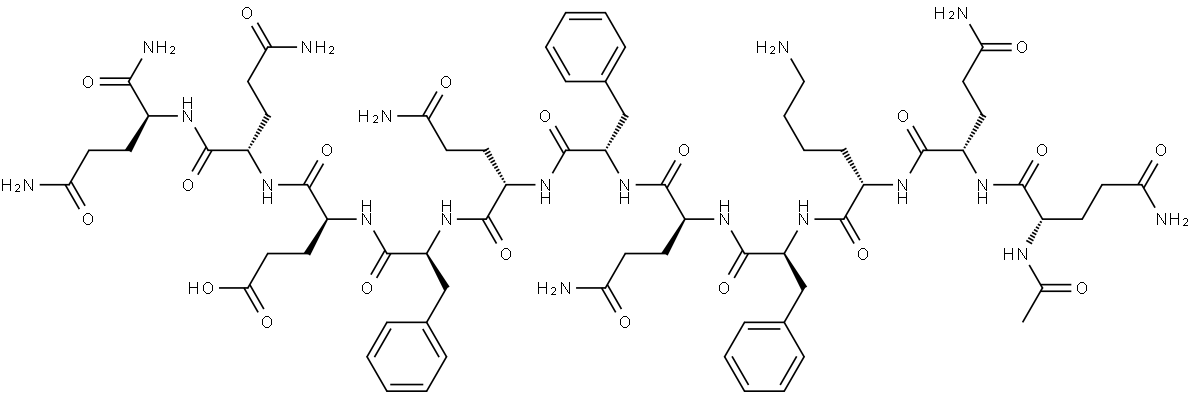 Ac-Gln-Gln-Lys-Phe-Gln-Phe-Gln-Phe-Gln-Gln-Gln-NH2 Structure