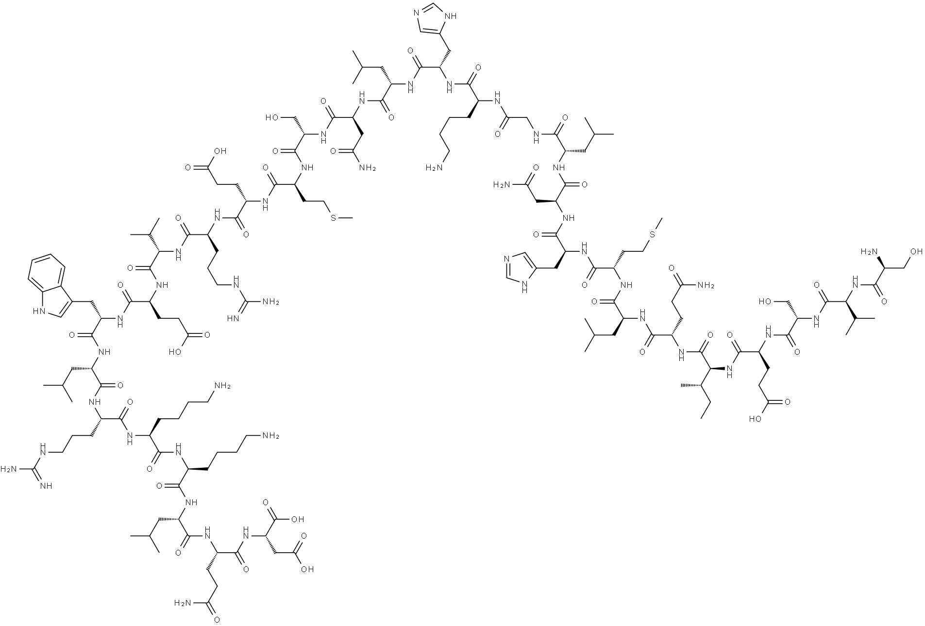 L-Aspartic acid, L-seryl-L-valyl-L-seryl-L-α-glutamyl-L-isoleucyl-L-glutaminyl-L-leucyl-L-methionyl-L-histidyl-L-asparaginyl-L-leucylglycyl-L-lysyl-L-histidyl-L-leucyl-L-asparaginyl-L-seryl-L-methionyl-L-α-glutamyl-L-arginyl-L-valyl-L-α-glutamyl-L-tryptophyl-L-leucyl-L-arginyl-L-lysyl-L-leucyl-L-glutaminyl- Structure