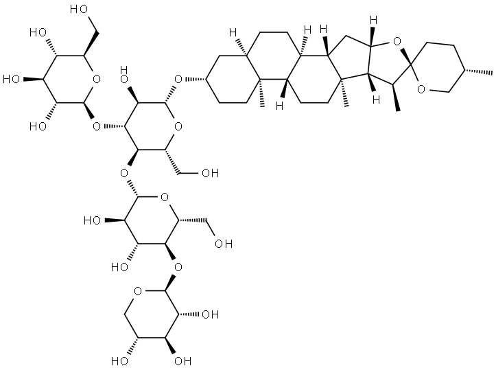 β-D-Glucopyranoside, (3β,5β,25S)-spirostan-3-yl O-β-D-glucopyranosyl-(1→3)-O-[O-β-D-xylopyranosyl-(1→4)-β-D-glucopyranosyl-(1→4)]- (9CI) Structure