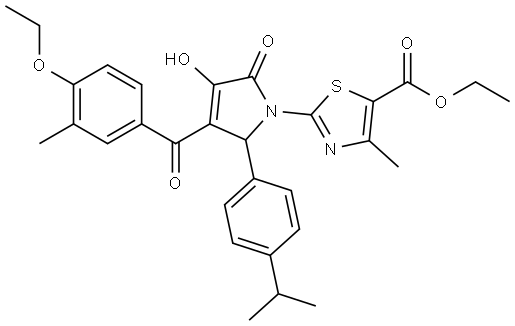 ETHYL 2-[3-(4-ETHOXY-3-METHYLBENZOYL)-4-HYDROXY-2-(4-ISOPROPYLPHENYL)-5-OXO-2,5-DIHYDRO-1H-PYRROL-1-YL]-4-METHYL-1,3-THIAZOLE-5-CARBOXYLATE Structure