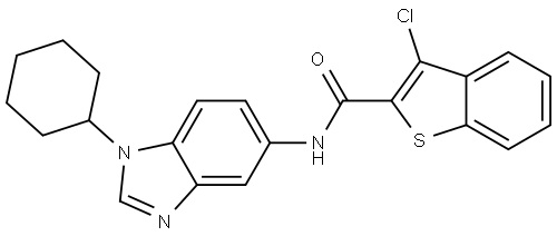 Benzo[b]thiophene-2-carboxamide, 3-chloro-N-(1-cyclohexyl-1H-benzimidazol-5-yl)- Structure