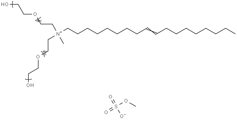 Poly(oxy-1,2-ethanediyl), .alpha.,.alpha.-methyl-(9Z)-9-octadecenyliminiodi-2,1-ethanediylbis.omega.-hydroxy-, methyl sulfate (salt) Structure