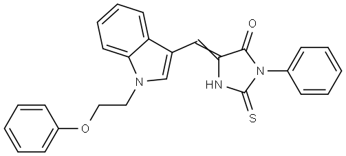 4-Imidazolidinone, 5-[[1-(2-phenoxyethyl)-1H-indol-3-yl]methylene]-3-phenyl-2-thioxo- Structure