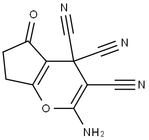 2-amino-5-oxo-6,7-dihydrocyclopenta[b]pyran-3,4,4(5H)-tricarbonitrile Structure