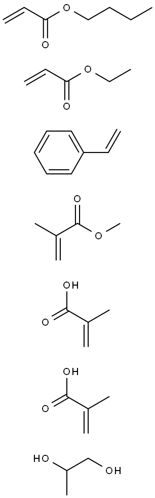 2-Propenoic acid, 2-methyl-, polymer with butyl 2-propenoate, ethenylbenzene, ethyl 2-propenoate, methyl 2-methyl-2-propenoate and 1,2-propanediolmono(2-methyl-2-propenoate) Structure