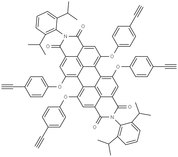 1,6,7,12-tetrakis(4-ethynylphenoxy)-N,N'-(2,6-diisopropylphenyl)perylene-3,4,9,10-tetracarboxdiimide Structure