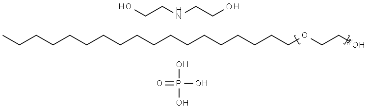 Ethanol, 2,2-iminobis-, compd. with .alpha.-octadecyl-.omega.-hydroxypoly(oxy-1,2-ethanediyl) phosphate Structure