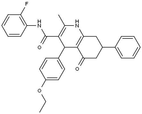 4-(4-ETHOXYPHENYL)-N-(2-FLUOROPHENYL)-2-METHYL-5-OXO-7-PHENYL-1,4,5,6,7,8-HEXAHYDRO-3-QUINOLINECARBOXAMIDE Structure