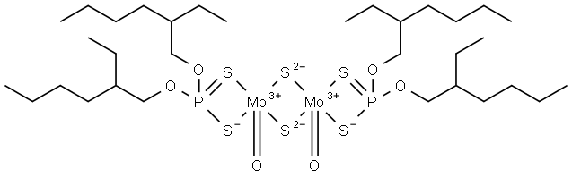 bis[O,O-bis(2-ethylhexyl) dithiophosphorato-S,S']dioxodi-mu-thioxodimolybdenum Structure