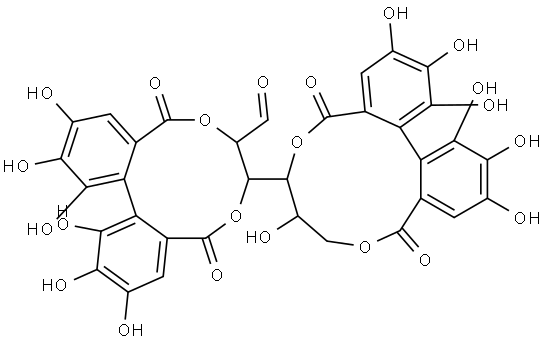 alpha-D-Glucopyranose, cyclic 2,3:4,6-bis(4,4',5,5',6,6'-hexahydroxy(1,1'-biphenyl)-2,2'-dicarboxylate) Structure