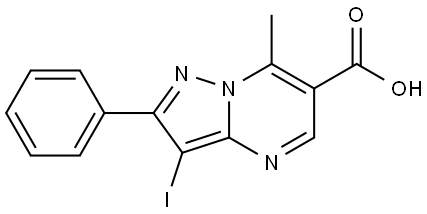 3-iodo-7-methyl-2-phenylpyrazolo[1,5-a]pyrimidine-6-carboxylic acid Structure