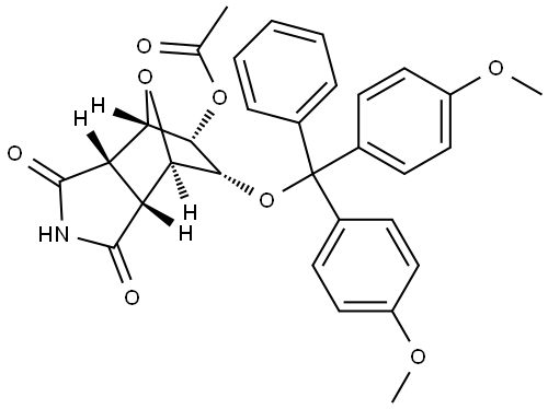 (3aR,4R,5R,6S,7S,7aS)-6-(bis(4-methoxyphenyl)(phenyl)methoxy)-1,3-dioxooctahydro-1H-4,7-epoxyisoindol-5-yl acetate Structure