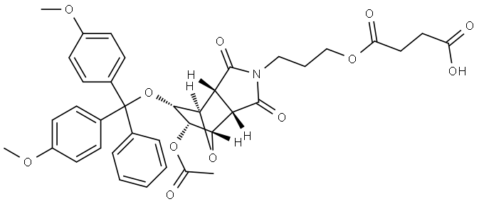 4-(3-((3aS,4S,5S,6R,7R,7aR)-5-acetoxy-6-(bis(4-methoxyphenyl)(phenyl)methoxy)-1,3-dioxohexahydro-1H-4,7-epoxyisoindol-2(3H)-yl)propoxy)-4-oxobutanoate Structure