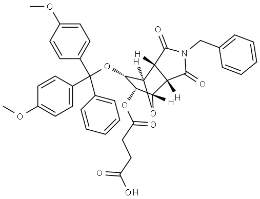 4-(((3aR,4R,5R,6S,7S,7aS)-2-benzyl-6-(bis(4-methoxyphenyl)(phenyl)methoxy)-1,3-dioxooctahydro-1H-4,7-epoxyisoindol-5-yl)oxy)-4-oxobutanoate Structure