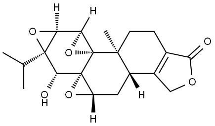 Trisoxireno[4b,5:6,7:8a,9]phenanthro[1,2-c]furan-1(3H)-one, 3b,4,4a,6,6a,7a,7b,8b,9,10-decahydro-6-hydroxy-8b-methyl-6a-(1-methylethyl)-, (3bR,4aR,5aR,6S,6aS,7aR,7bR,8aR,8bR)-rel- Structure