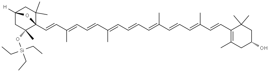 β,β-Caroten-3-ol, 3',6'-epoxy-5',6'-dihydro-5'-[(triethylsilyl)oxy]-, (3R,3'S,5'R,6'R)- (9CI) Structure