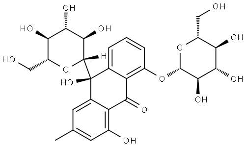 9(10H)-Anthracenone, 10-β-D-glucopyranosyl-8-(β-D-glucopyranosyloxy)-1,10-dihydroxy-3-methyl-, (10S)- Structure