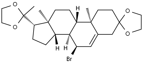 Pregn-5-ene-3,20-dione, 7-bromo-, cyclic 3,12-bis(1,2-ethanediyl acetal), (7α)- Structure