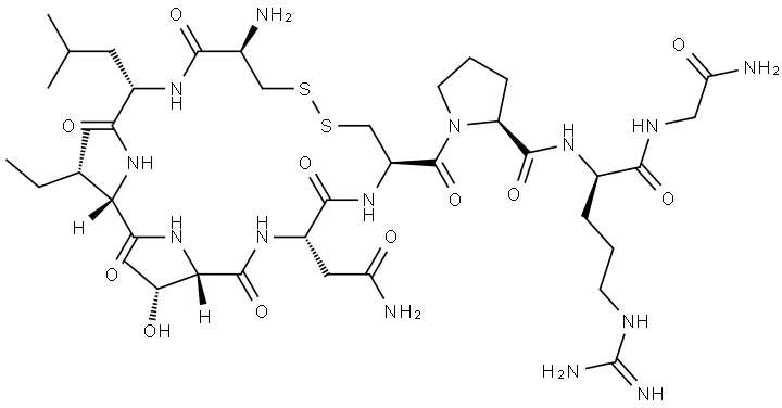 Glycinamide, L-cysteinyl-L-leucyl-L-isoleucyl-L-threonyl-L-asparaginyl-L-cysteinyl-L-prolyl-D-arginyl-, cyclic (1→6)-disulfide (9CI) Structure