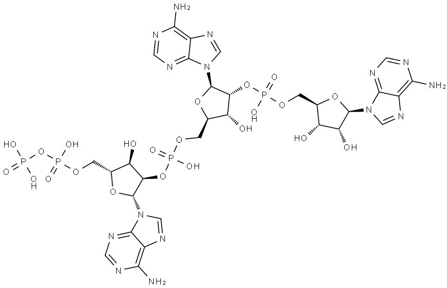 Adenosine, 5'-O-[hydroxy(phosphonooxy)phosphinyl]adenylyl-(2'→5')-adenylyl-(2'→5')- Structure