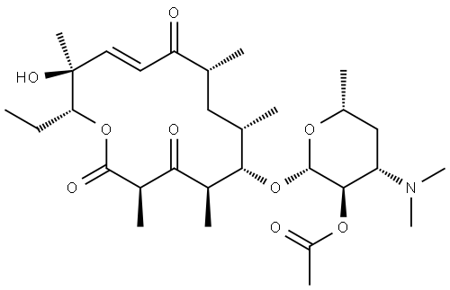 Oxacyclotetradec-11-ene-2,4,10-trione, 6-[[2-O-acetyl-3,4,6-trideoxy-3-(dimethylamino)-β-D-xylo-hexopyranosyl]oxy]-14-ethyl-13-hydroxy-3,5,7,9,13-pentamethyl-, (3R,5R,6S,7S,9R,11E,13S,14R)- Structure