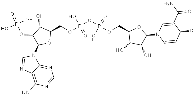 Adenosine 5′-(trihydrogen diphosphate), 2′-(dihydrogen phosphate), P′→5′-ester with (4R)-1,4-dihydro-1-β-D-ribofuranosyl-3-pyridine-4-d-carboxamide Structure