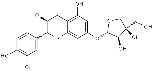 D-Apio-β-D-furanoside, (2R,3S)-2-(3,4-dihydroxyphenyl)-3,4-dihydro-3,5-dihydroxy-2H-1-benzopyran-7-yl Structure