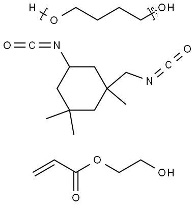 Poly(oxy-1,4-butanediyl), .alpha.-hydro-.omega.-hydroxy-, polymer with 5-isocyanato-1-(isocyanatomethyl)-1,3,3-trimethylcyclohexane, 2-hydroxyethyl acrylate-blocked Structure