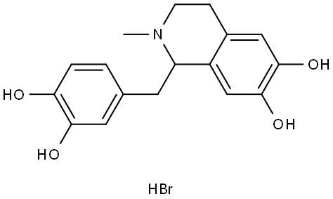 (±)-1-[(3,4-dihydroxyphenyl)methyl]-1,2,3,4-tetrahydro-2-methylisoquinoline-6,7-diol hydrobromide Structure