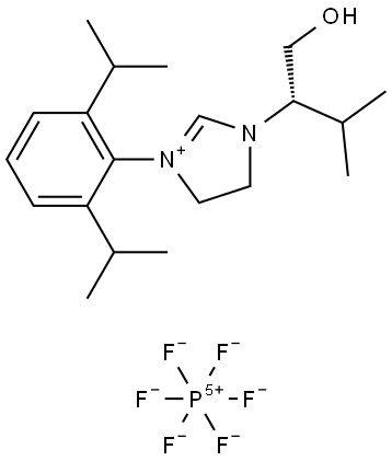 (S)-3-(2,6-Diisopropylphenyl)-1-(1-hydroxy-3-methylbutan-2-yl)-4,5-dihydro-1H-imidazol-3-ium hexafluorophosphate(V) Structure