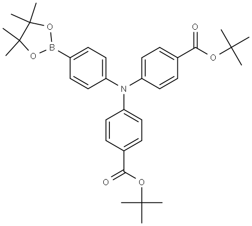 Benzoic acid, 4,4'-[[4-(4,4,5,5-tetramethyl-1,3,2-dioxaborolan-2-yl)phenyl]imino]bis-, 1,1'-bis(1,1-dimethylethyl) ester Structure