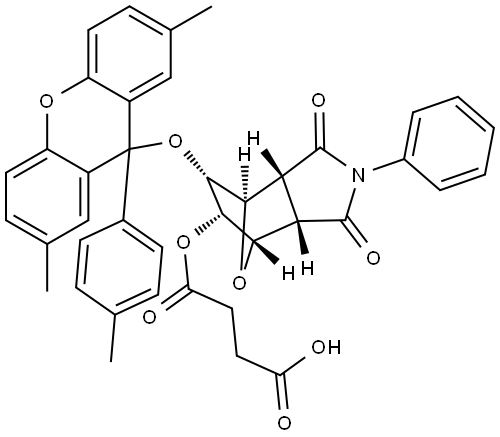 4-(((3aR,4R,5R,6S,7S,7aS)-6-((2,7-dimethyl-9-(p-tolyl)-9H-xanthen-9-yl)oxy)-1,3-dioxo-2-phenyloctahydro-1H-4,7-epoxyisoindol-5-yl)oxy)-4-oxobutanoate Structure