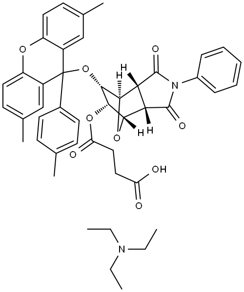 triethylamine 4-(((3aR,4R,5R,6S,7S,7aS)-6-((2,7-dimethyl-9-(p-tolyl)-9H-xanthen-9-yl)oxy)-1,3-dioxo-2-phenyloctahydro-1H-4,7-epoxyisoindol-5-yl)oxy)-4-oxobutanoate Structure