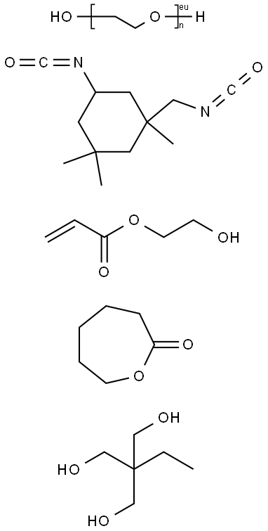 2-Oxepanone polymer with  2-ethyl-2-(hydroxymethyl)-1,3-propanediol,α-  hydro-ω-hydroxypoly(oxy-1,2-ethanediyl) and  5-isocyanato-1-(isocyanatomethyl)-1,3,3-trimethylcyclohexan  e, 2-hydroxyethyl acrylate-blocked 구조식 이미지