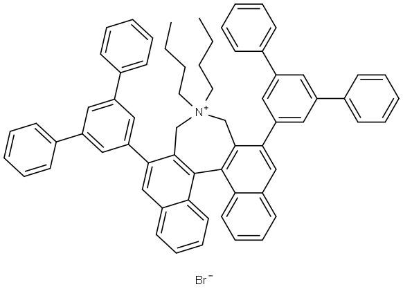 3H-Dinaphth[2,1-c:1′,2′-e]azepinium, 4,4-dibutyl-4,5-dihydro-2,6-bis([1,1′:3′,1′′-terphenyl]-5′-yl)-, bromide (1:1), (11bS)- Structure