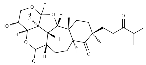 2H-1,4,12-Trioxabenzo[6,7]cyclohept[1,2,3-bc]acenaphthylen-8(5H)-one, tetradecahydro-3,5,12b-trihydroxy-9,11a-dimethyl-9-(4-methyl-3-oxopentyl)-, (3R,3aS,5aS,7aS,9S,11aR,11bS,12bR,12cS)- (9CI) Structure