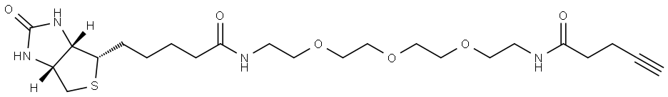 1H-Thieno[3,4-d]imidazole-4-pentanamide, hexahydro-2-oxo-N-(13-oxo-3,6,9-trioxa-12-azaheptadec-16-yn-1-yl)-, (3aS,4S,6aR)- Structure